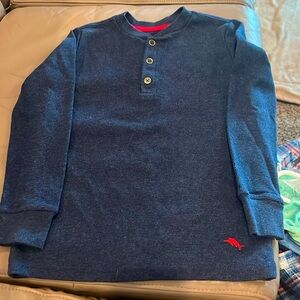 TOMMY BAHAMA Boys Navy Waffle Knit Thermal Henley Long Sleeve Top Size M 7/8 New